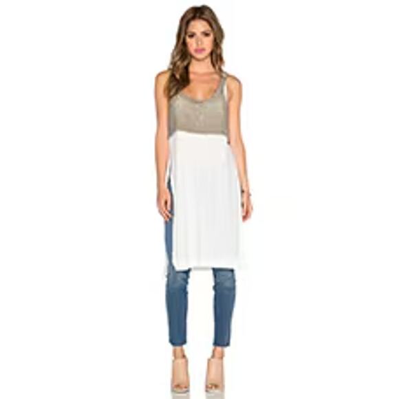 Free People Revolve Twofer Linen Crochet Tank Top Tunic SZ S Womens Boho Layered - Picture 1 of 9